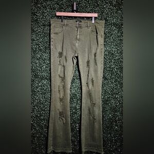 Distressed Olive Green Jeans